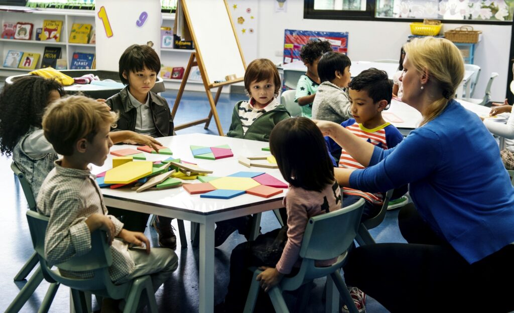 Group of diverse students at daycare